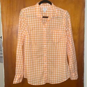 J Crew orange gingham button down